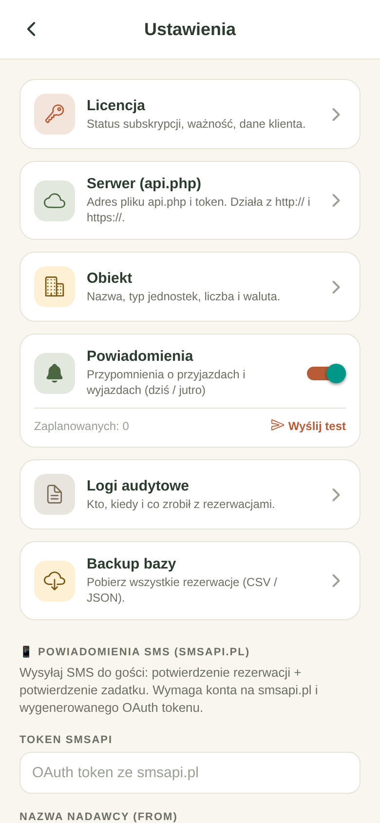Ustawienia aplikacji